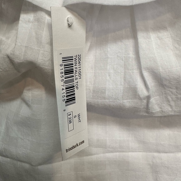 Trina Turk NWT Twin Falls Top White 100% Cotton Lined Sleeveless Ruffle-Trim S - Picture 6 of 6